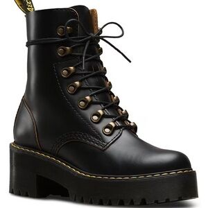 Leona Smooth Leather Chunky Lug Sole Platform Heel Combat Boots.NEW IN BOX